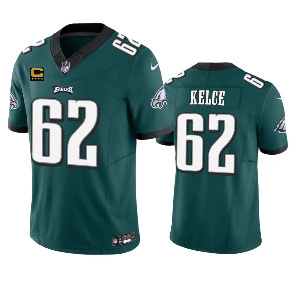 Men's Philadelphia Eagles #62 Jason Kelce Green 2023 F.U.S.E. With 4-Star C Patch Vapor Untouchable Limited Football Stitched Jersey
